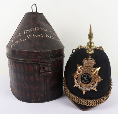 Post 1902 British Officers Home Service Helmet of Lieutenant-Colonel Charles Robert Ingram DSO, OBE, Royal West Kent Regiment,