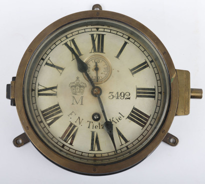 Rare Imperial German Navy Ships Bulkhead Clock