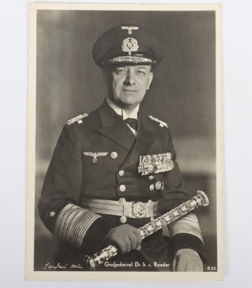 Third Reich Kriegsmarine Grossadmiral Raeder Pencil Signature