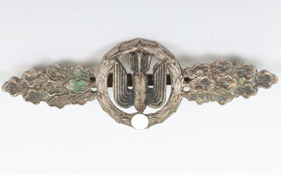 WW2 German Luftwaffe Bomber Operational Clasp in Silver by C.E. Juncker, Berlin
