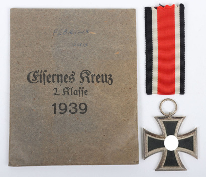 WW2 German 1939 Iron Cross 2nd Class by Klein & Quenzer, Oberstein with Paper Packet of Issue