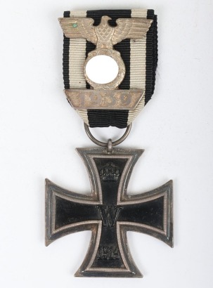 1914 Iron Cross 2nd Class with 1939 Bar to the Iron Cross by Ziemer & S&ouml;hn, Oberstein Attached to the Ribbon