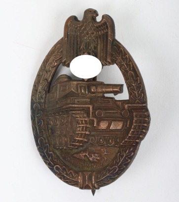 WW2 German Army / Waffen-SS Panzer Assault Badge in Bronze by Rufolf Souval, Vienna