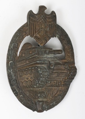 WW2 German Army / Waffen-SS Panzer Assault Badge in Bronze by Adolf Scholze, Gablonz