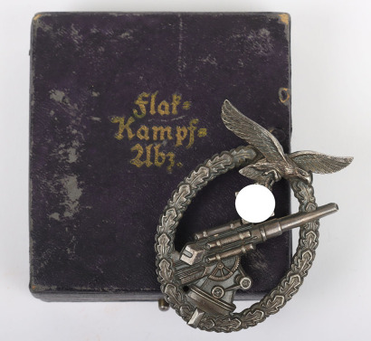 WW2 German Luftwaffe Flak Badge by Gustav Brehmer with Original Case of Issue