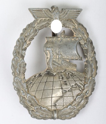 WW2 German Kriegsmarine Auxiliary Cruiser Badge by Steinhauer & L&uuml;ck, L&uuml;denscheid