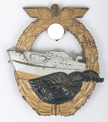 WW2 German Kriegsmarine 2nd Pattern E-Boat Badge by AS, Gablonz