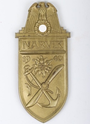 WW2 German Kriegsmarine Narvik Campaign Shield by Wilhelm Deumer, L&uuml;denscheid
