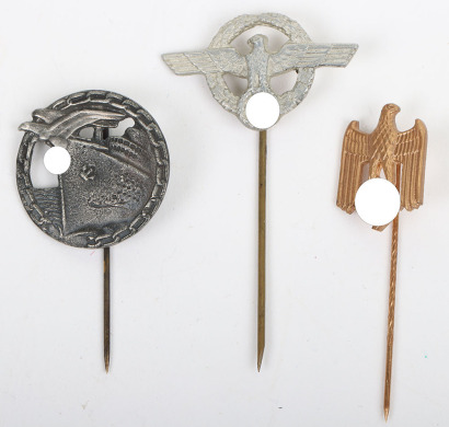 Group of Three German Third Reich Stickpins / Membership Pin