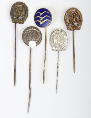 Grouping of 5 German Sports Badge Miniatures