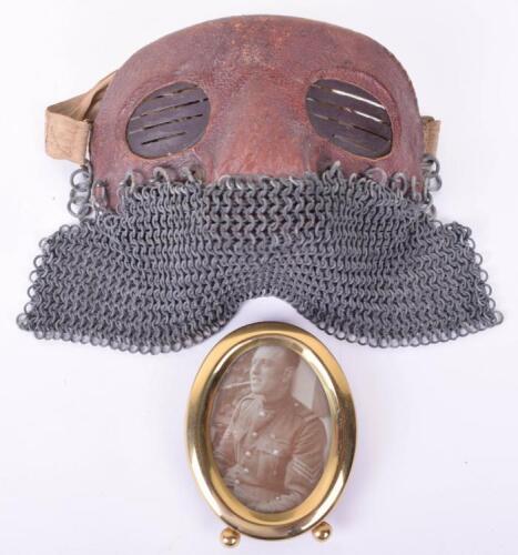 WW1 British Tank Crew Face Mask Worn by Lance Corporal Francis J Barker, 15th Battalion Tank Corps, Awarded the Military Medal for Bravery During the Attack on Flesquieres 27th September 1918