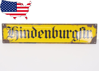 German Hindenburg Strasse Enamel Street Sign