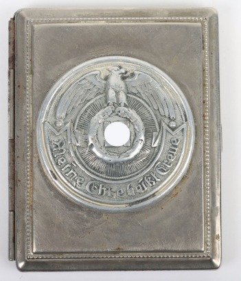 Captured Waffen-SS Officers Aluminium Belt Buckle Mounted onto Cigarette Case