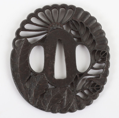 Japanese Pierced Iron Sukashi Tsuba