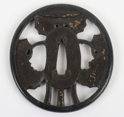 Japanese Pierced Iron Bushu Wakizashi Tsuba