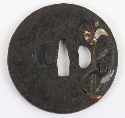 Japanese Circular Iron Katana Shoami Tsuba