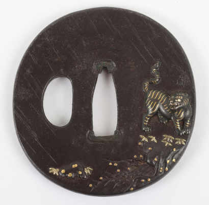Japanese Oval Iron Wakizashi Nara Tsuba