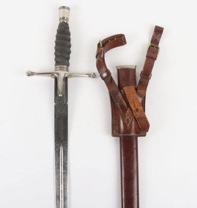 Rare Edward VIII Highland Light Infantry Officers Cross-Hilt Broad Sword by Wilkinson No.65493