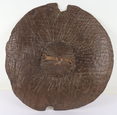 Heavy Sudanese Hippo Hide Shield of Circular Form Probably Sudan Campaign Period Souvenir