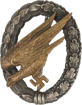 WW2 German Luftwaffe Paratroopers Qualification Badge by Wilhelm Deumer, L&uuml;denscheid