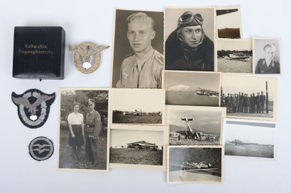 WW2 German Luftwaffe Pilots Award Badge Grouping of Uffz. Wilhelm B&ouml;hstler, Kampfgeschwader 54