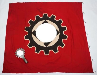 Third Reich Large Deutsches Arbeitsfront (D.A.F) District Flag and Organisation Flag Pole Top