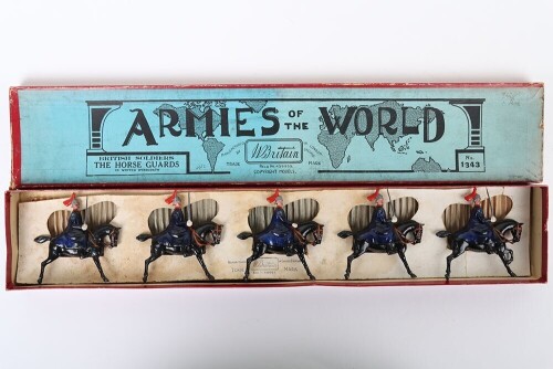 Britains boxed set 1343, Royal Horse Guards (The Blues) in Winter dress, 1930s