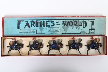 Britains boxed set 1343, Royal Horse Guards (The Blues) in Winter dress, 1930s