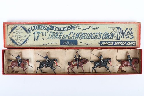 Britains boxed set 81, 17th (Duke of Cambridge&rsquo;s Own) Lancers in &lsquo;Ulundi&rsquo; Foreign Service dress, unmarked second version 1899