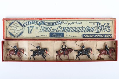 Britains boxed set 81, 17th (Duke of Cambridge&rsquo;s Own) Lancers in &lsquo;Ulundi&rsquo; Foreign Service dress, unmarked second version 1899