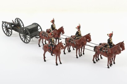 Britains set 316, Royal Horse Artillery Gun team at the Halt, first version 1928