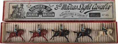 Britains boxed set 45, 3rd Madras Light Infantry, unmarked first version 1900s