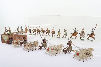 German made 48mm scale solid cast Roman Chariots and soldiers