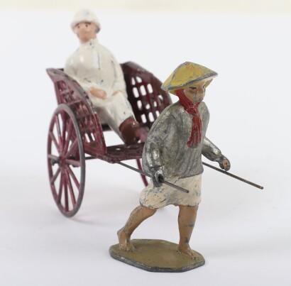 French lead painted Rickshaw with seated Colonial passenger