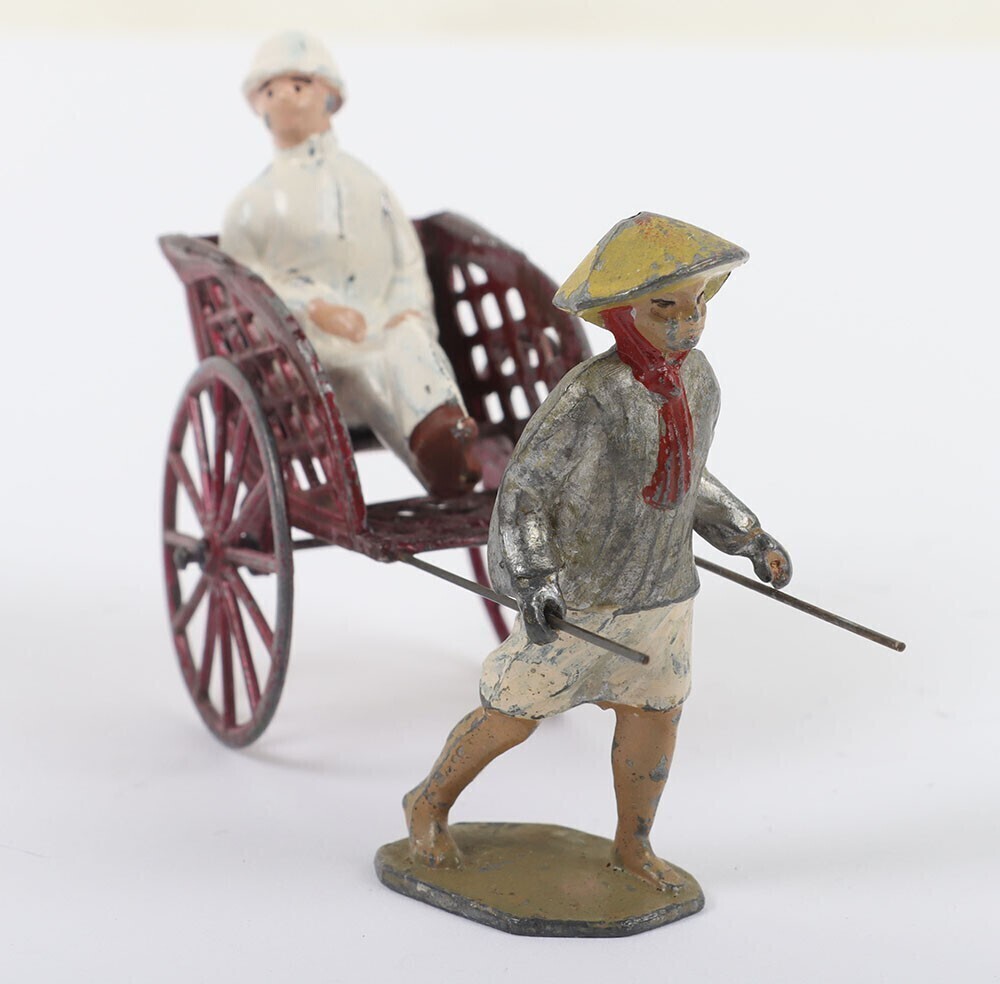 French lead painted Rickshaw with seated Colonial passenger