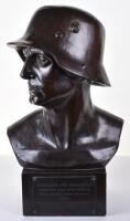Large and Very Heavy Bronze Bust of the Victorious German Soldier, Presented to the Prussian War Academy in 1916 by General Hermann von Francois, Hero of the Battle of Tannenberg