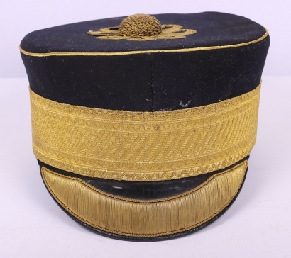 Victorian 4th Queens Own Hussars Pill Box Cap in Metal Storage Tin