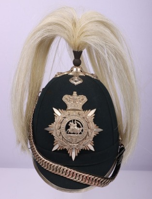 Rare 1st Fifeshire Rifle Volunteer Corps Green Cloth Home Service Helmet with Parade Plume