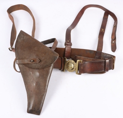 A late Victorian Warrant Officers Waistbelt with Sword Hangars and Pistol Case