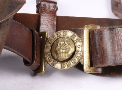 A late Victorian Warrant Officers Waistbelt with Sword Hangars and Pistol Case - 2