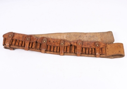 A Great War or Earlier Double Brace Sam Browne Equipment set and Boer War Mounted Infantry Bandolier with Attribution