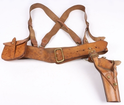 A Great War or Earlier Double Brace Sam Browne Equipment set and Boer War Mounted Infantry Bandolier with Attribution - 8