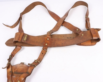 A Great War or Earlier Double Brace Sam Browne Equipment set and Boer War Mounted Infantry Bandolier with Attribution - 11