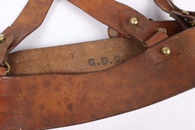A Great War or Earlier Double Brace Sam Browne Equipment set and Boer War Mounted Infantry Bandolier with Attribution - 12