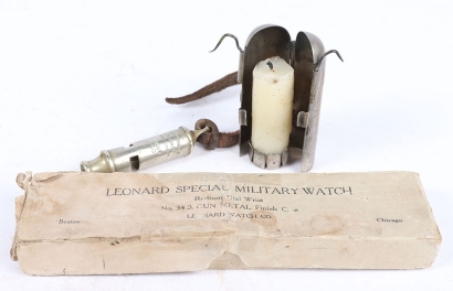A Great War Wrist Watch- 1900 Dated Whistle and Trench Candle Holder