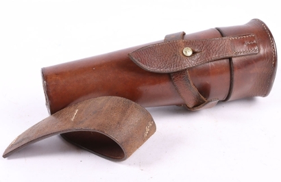 An Early 20th Century Glass Stirrup Bottle in Leather Case