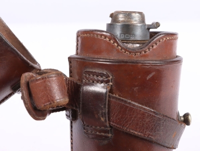 An Early 20th Century Glass Stirrup Bottle in Leather Case - 3