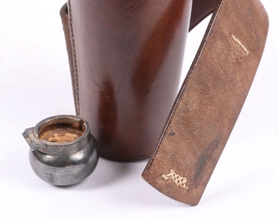 An Early 20th Century Glass Stirrup Bottle in Leather Case - 5