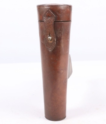 An Early 20th Century Glass Stirrup Bottle in Leather Case