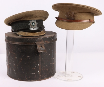 Pair of Officers Peaked Caps of Major Charles Gaitskell Lincolnshire Regiment